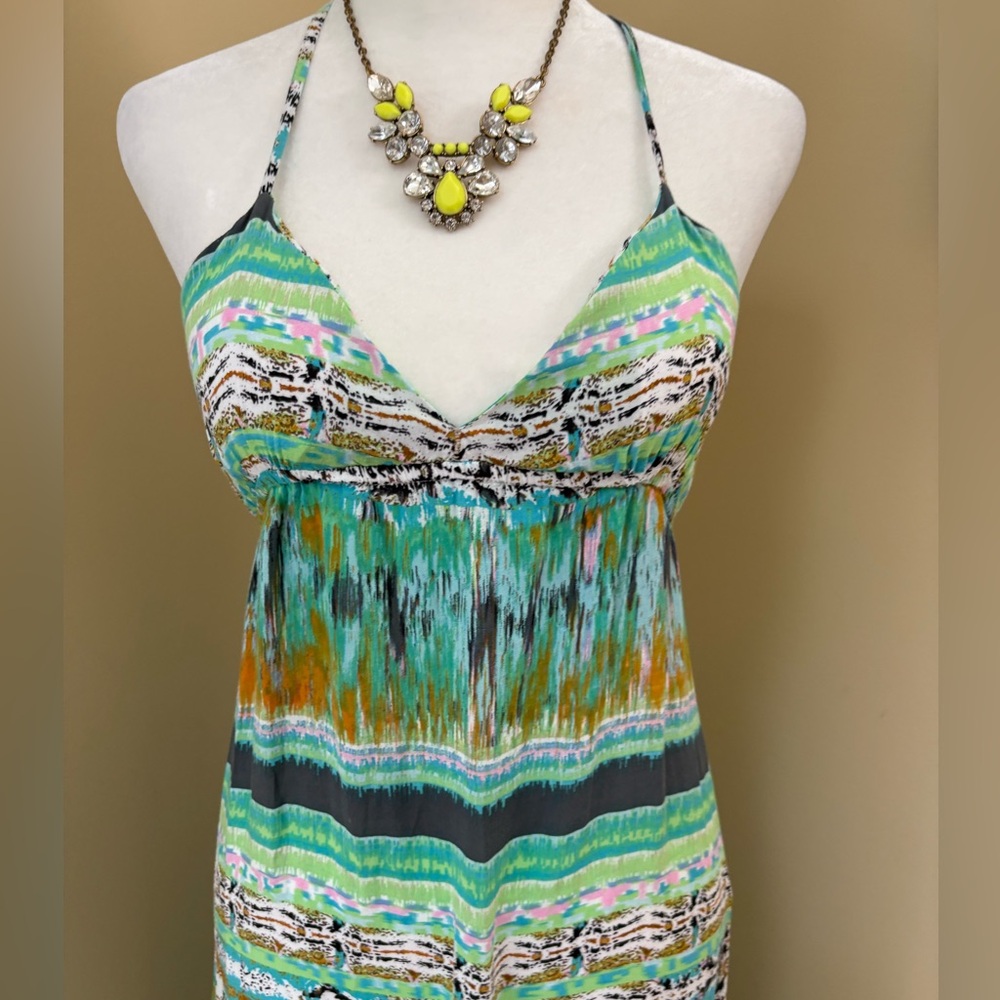 Collection by Raisins Vintage Maxi Dress 👗 String Tie Tank Boho Aztec Print S